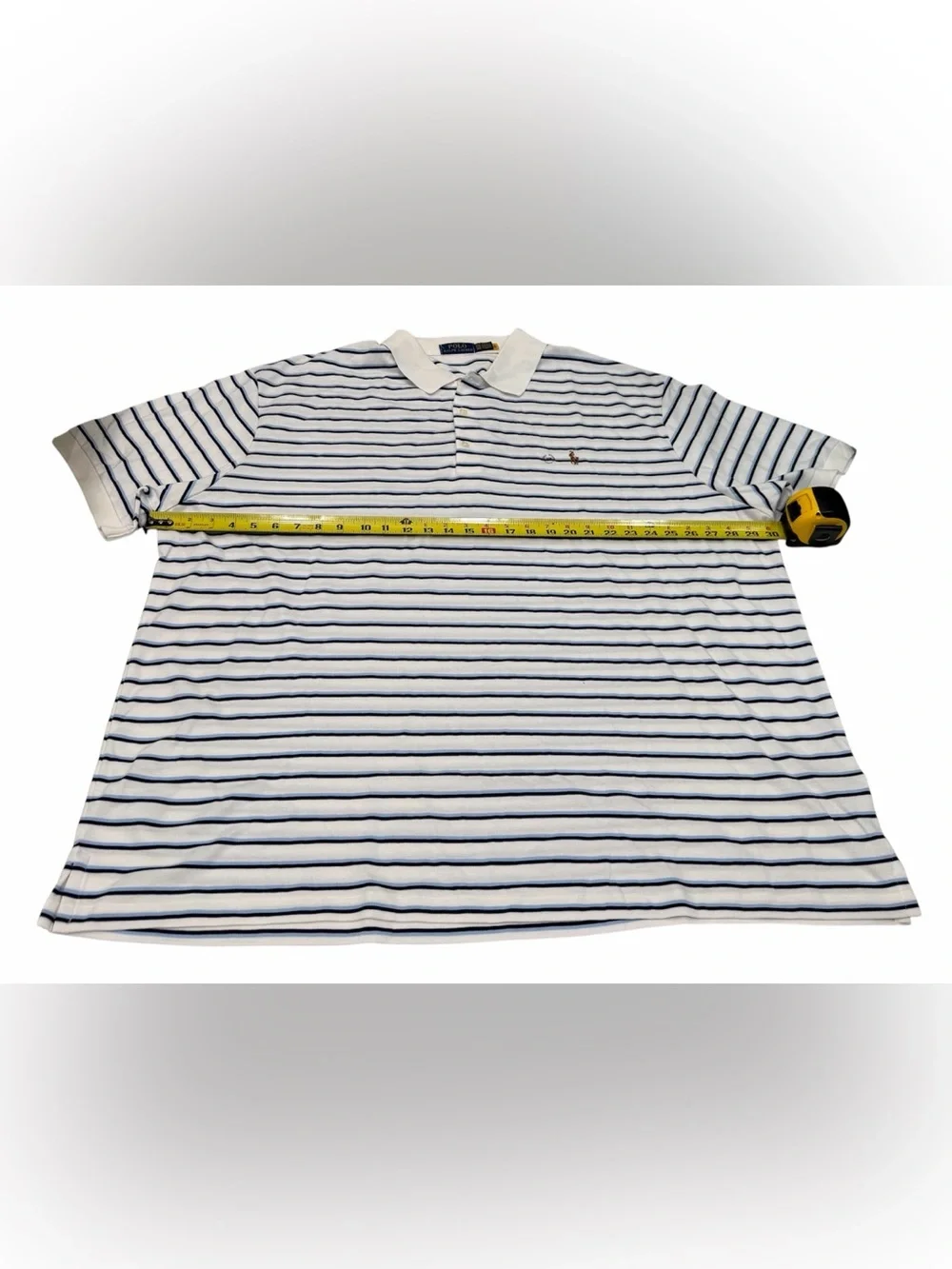 Polo Ralph Lauren Men’s White/Navy Classic 100 Cotton Striped Polo Size 3XB NWT